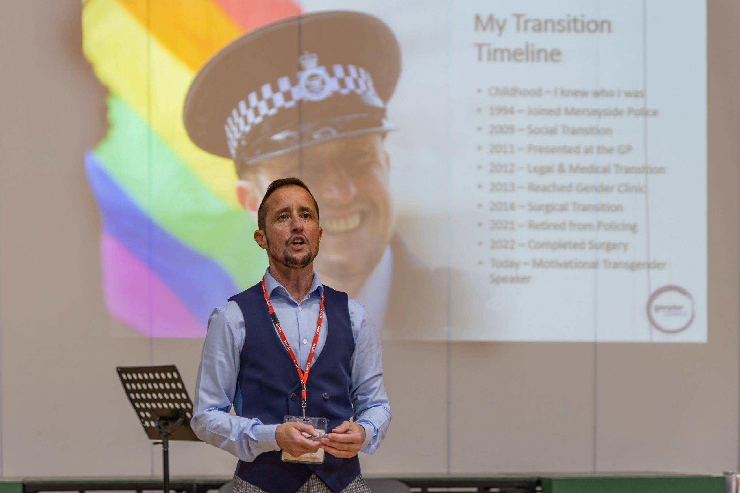 Christian Owens took to the stage at Rainford High's conference