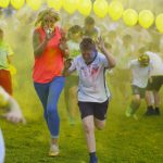A mum and son burst through