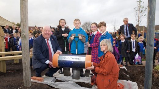 Joe Anderson and ex-teacher Eve Piper buried a time capsule