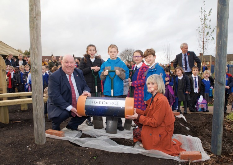 Joe Anderson and ex-teacher Eve Piper buried a time capsule