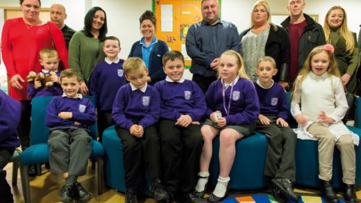 Pupils and parents from Northwood Primary wait in anticipation