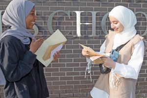Randa and Shahed from Archbishop Blanch reading their results