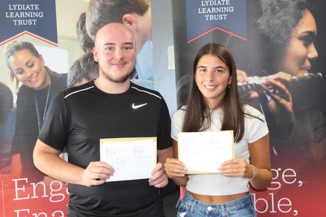 Adam McLaughlin and Erin Cooke, who achieved AAB, from Deyes High School