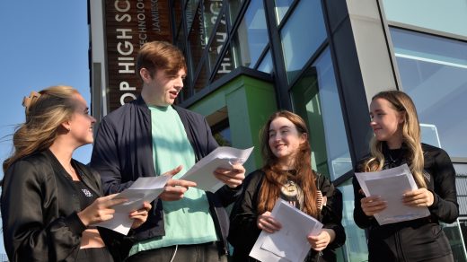 Students from Alsop High School arrived early on 17 August to receive their results
