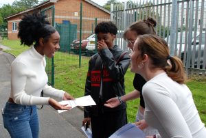 Students from Childwall Sports & Science Academy on GCSE results day