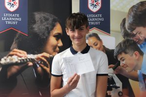 Harrison Jones from Deyes High School on GCSE results day