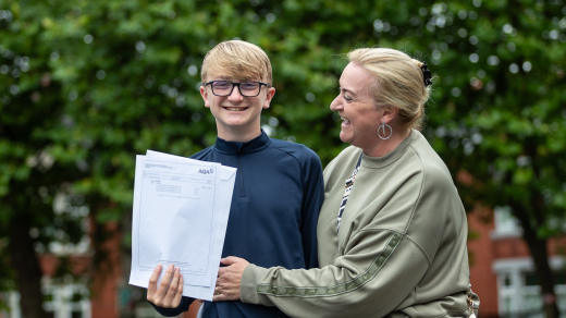 James Sands, who took and passed GCSE Italian at St Mary’s this summer aged just 13, pictured with Mum Gill.