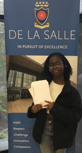 Marie Caumaueth from De La Salle with GCSE results