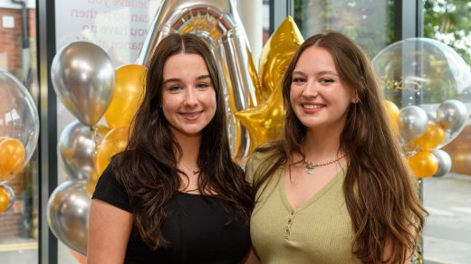 St John Rigby College A-level Results 2023: Lexie Hanton, who is off to the University of Birmingham to study International Business, left, and Izzy Garbutt, who is to study History at Oxford