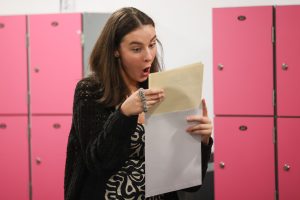 Sarah Sant from St John Bosco Arts College opening her results