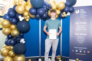 St Mary's Catholic College student, Justin Feeley, with GCSE results