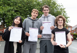 The star performers at St Mary’s Crosby with 43 GCSE passes between them, all but three at the highest grades (from left) Liana Pau, Ben Calder, Archie Davies and Sophie Jones.