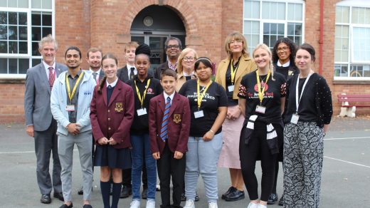 Staff and pupils from St Mary’s College pictured with representatives from Justice Desk Africa, Pratyek and Edmund Rice England.