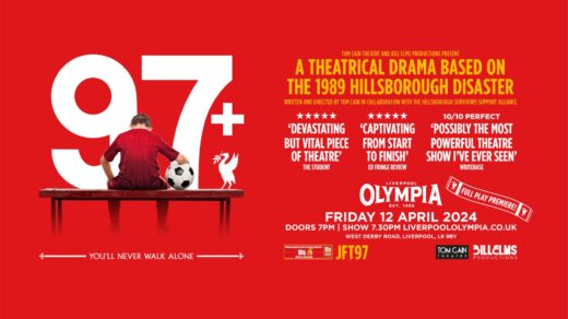 The 97+ promotional banner. The background is red and has a man with his head down sitting on an empty bench with a football.