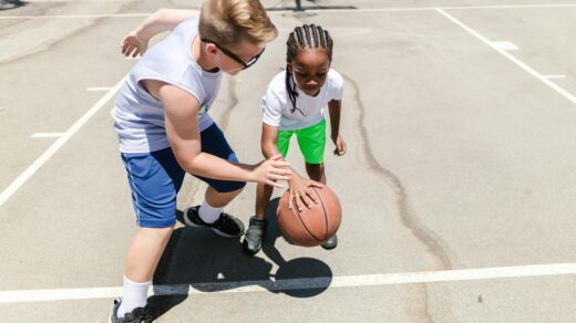 Children playing basketball