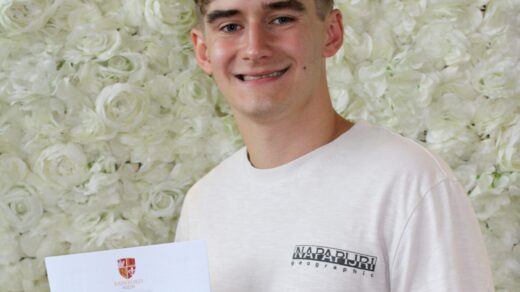 Sam Barlow from Rainford High Sixth Form with his results