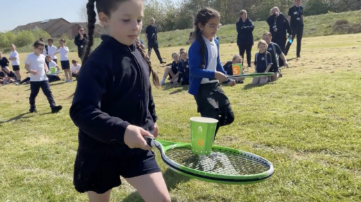 Primary school pupils taking part in St John Bosco Arts College's Primary Olympics