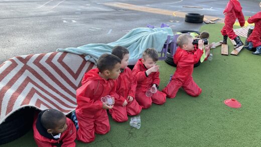 St Alban’s Catholic Primary School Reception pupils in their bird hides